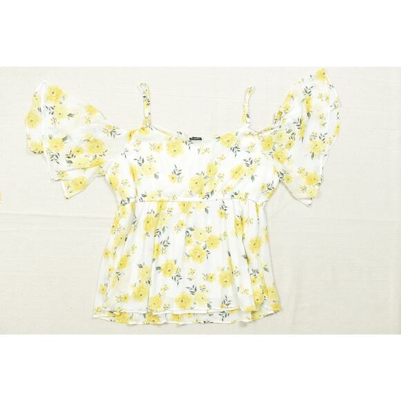 Torrid Women's Plus Size 3 Yellow Floral Ruffle Peasant Blouse Top - Picture 2 of 8